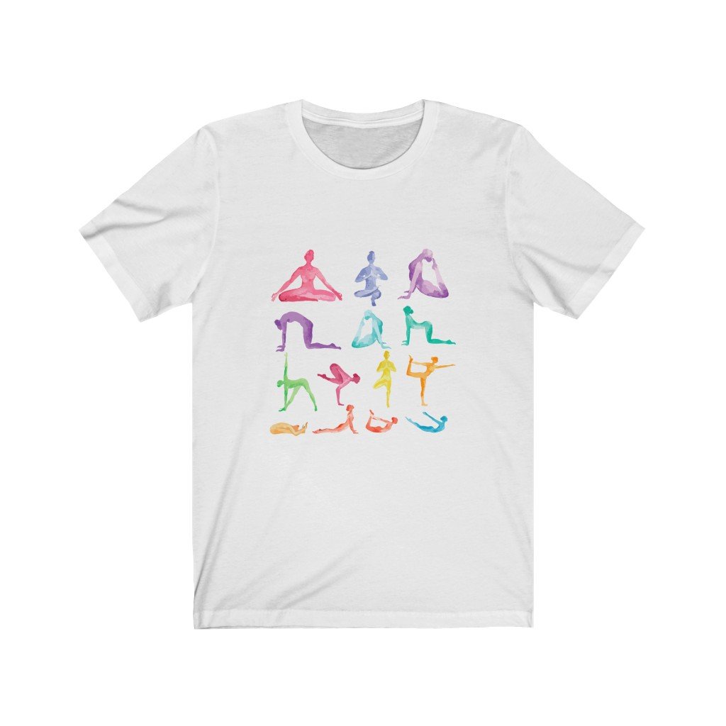 Yoga Poses Print Jersey Short Sleeve Tee