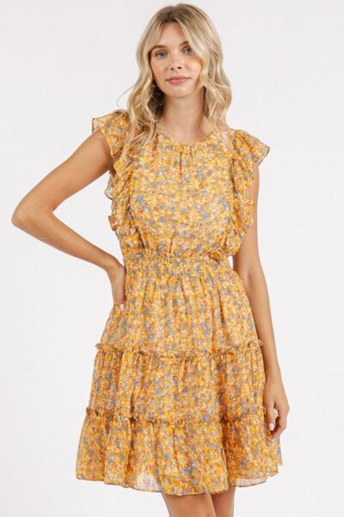 Mittoshop Ditsy Floral Print Ruffle Chiffon Mini Dress