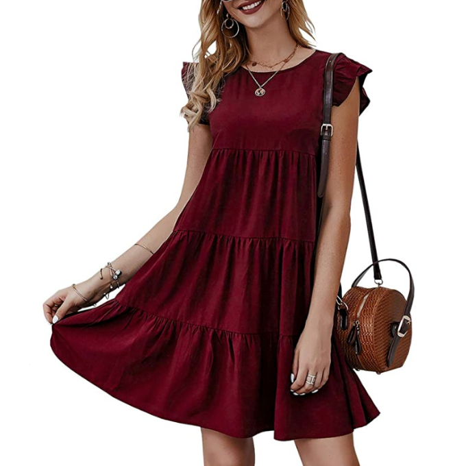 Womens Flowy Dress with Cap Sleeves