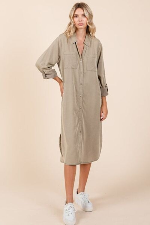 Mittoshop Button Down Long Sleeve Shirt Dress